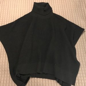 Wool Wilfred Free Black turtleneck poncho